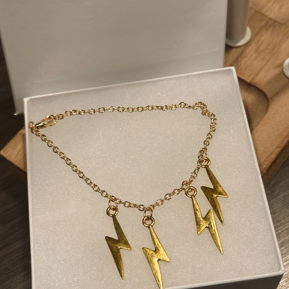 Gold Lightning Bolt Charm Bracelet